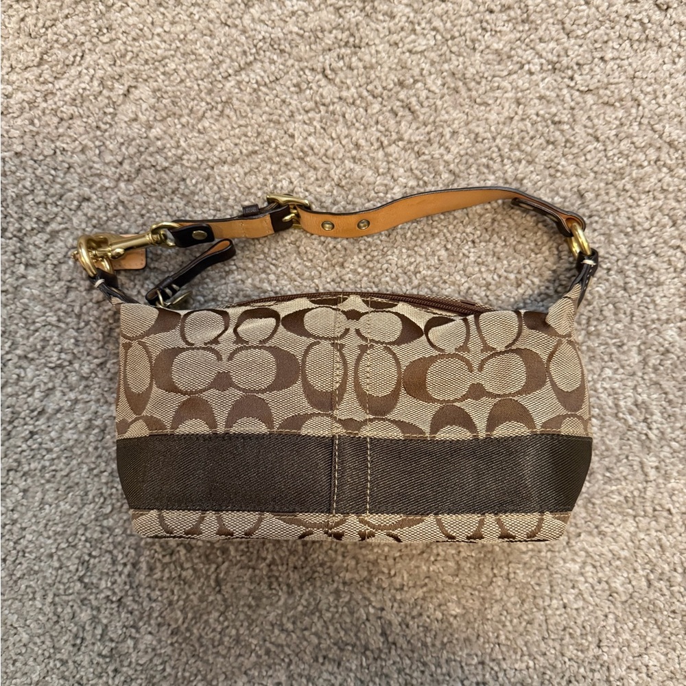 Vintage Coach Signature Tan and Brown Handbag